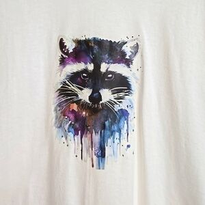 Hand Crafted By @canvascolors Raccoon Tee Shirt XL Unisex Tee Shirt